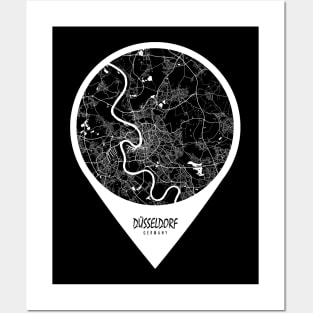 Dusseldorf, Germany City Map - Travel Pin Posters and Art